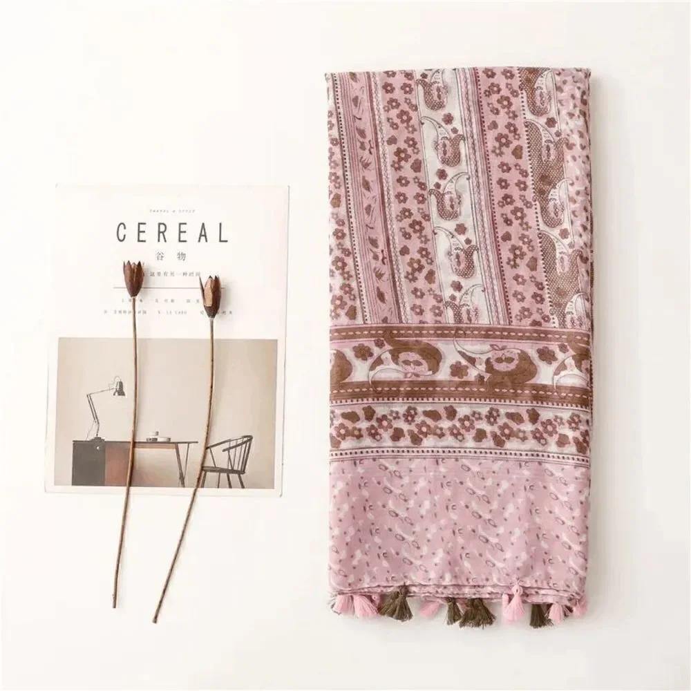 Ladies Pink Vintage Style Floral Scarf